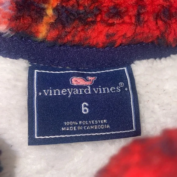 Vineyard Vines Christmas Plaid 1/2 Zip Fleece Size 6